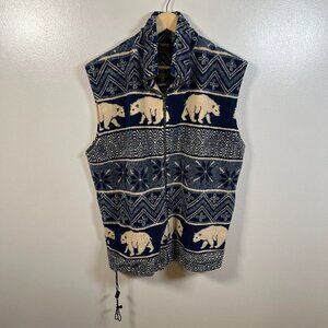 Vintage TeePee Fleece Vest Mens Size Large Polar Bears Blue Cozy Novelty Print